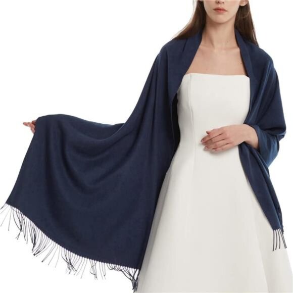 Pashmina Shawl Wraps Cashmere Navy Blue